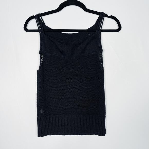 J Crew Point Sur Black XXSmall 2XS Knit Tank Sweater with Wood Bead Detail Top - Picture 2 of 12